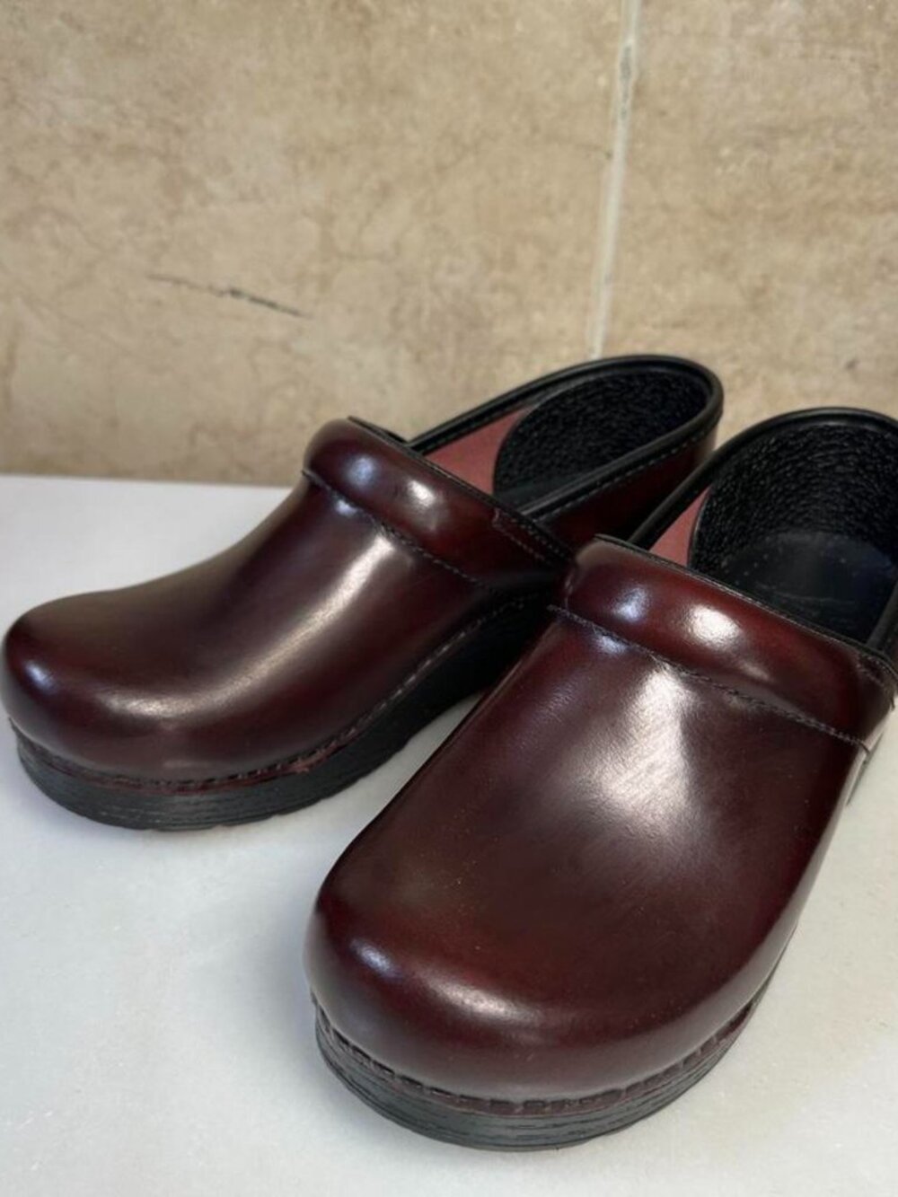 Dansko Women's Burgundy and Brown Clogs